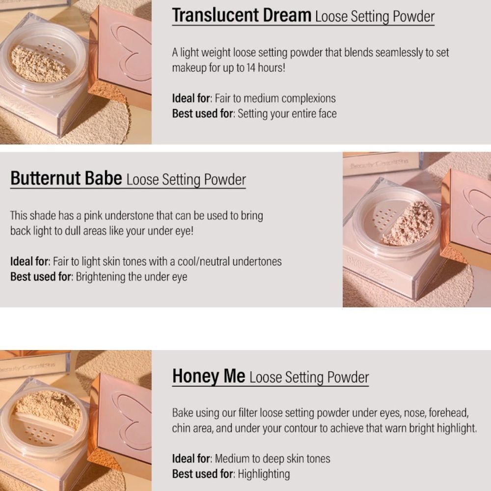 🦋 Beauty Creations Bye Filter Loose Setting Powder Butternut Babe New FullSz - Picture 6 of 6